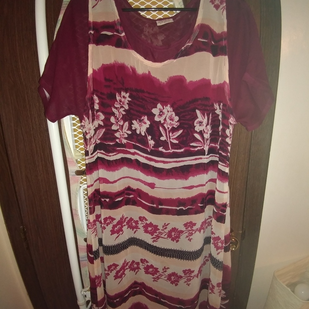 Vintage sheer red floral dress